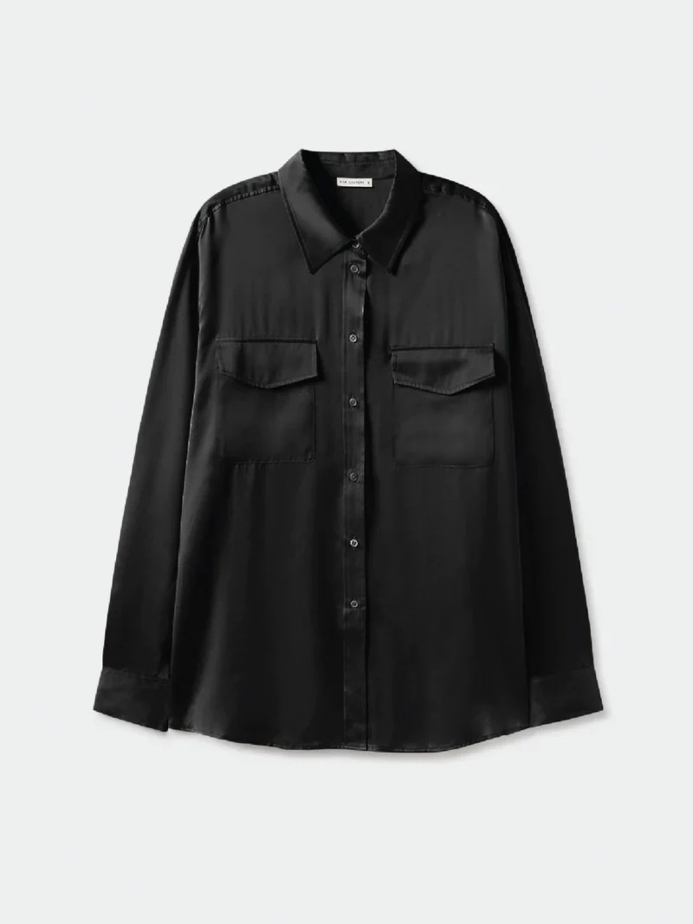 Silk Black Silk Button-Up Shirt